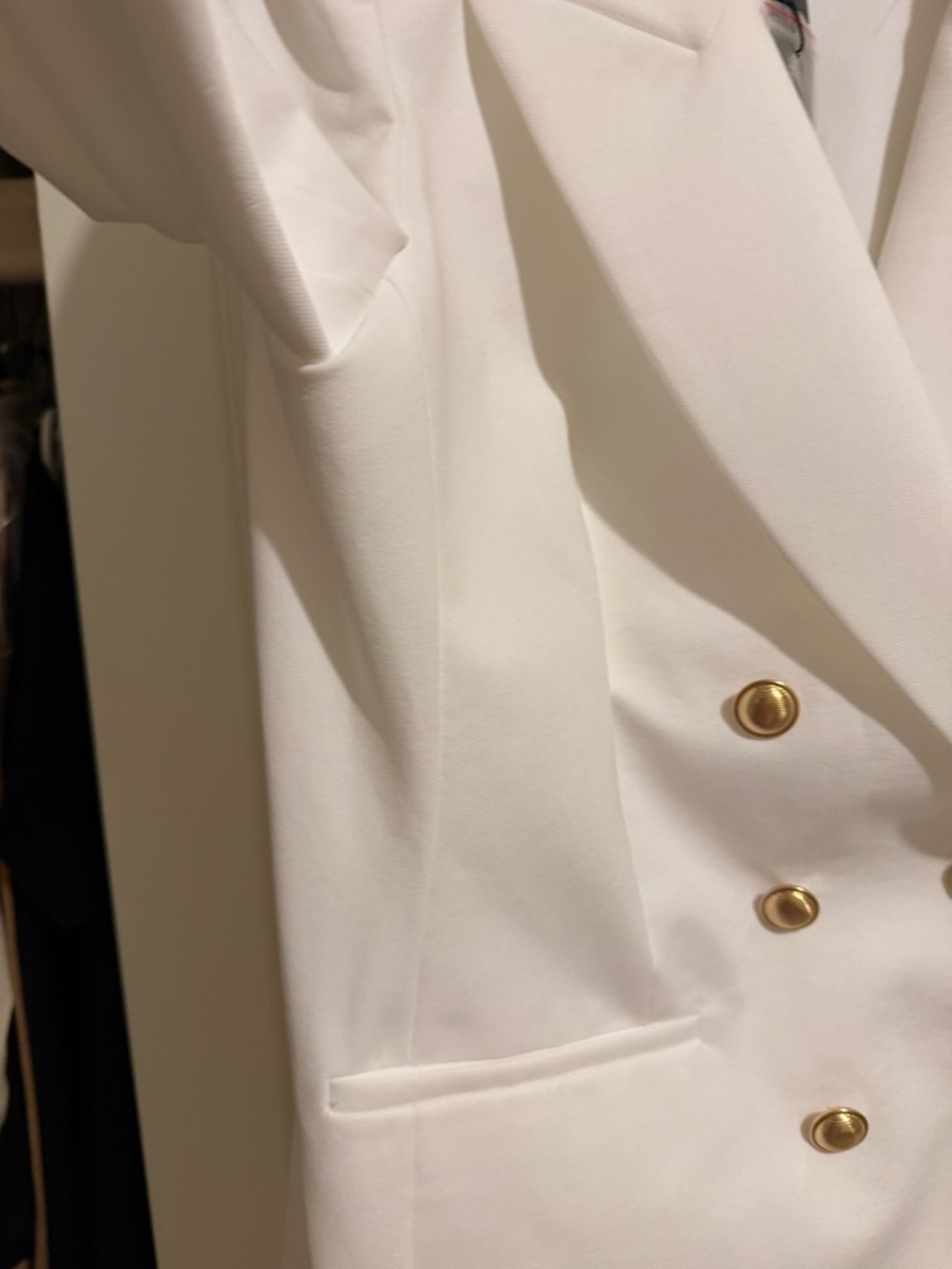Express Double-Breasted White Blazer with Gold Buttons - Picture 6 of 9